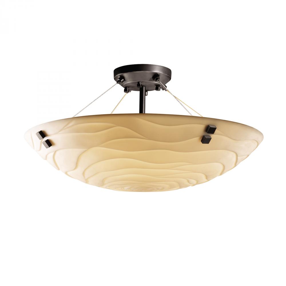 24" LED Semi-Flush Bowl w/ PAIR CYLINDRICAL FINIALS