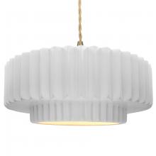 Justice Design Group CER-6555-WHT-BRSS-BEIG-TWST-LED1-700 - Large Tier Pleated LED Pendant