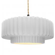 Justice Design Group CER-6555-WHT-MBLK-BEIG-TWST-LED1-700 - Large Tier Pleated LED Pendant